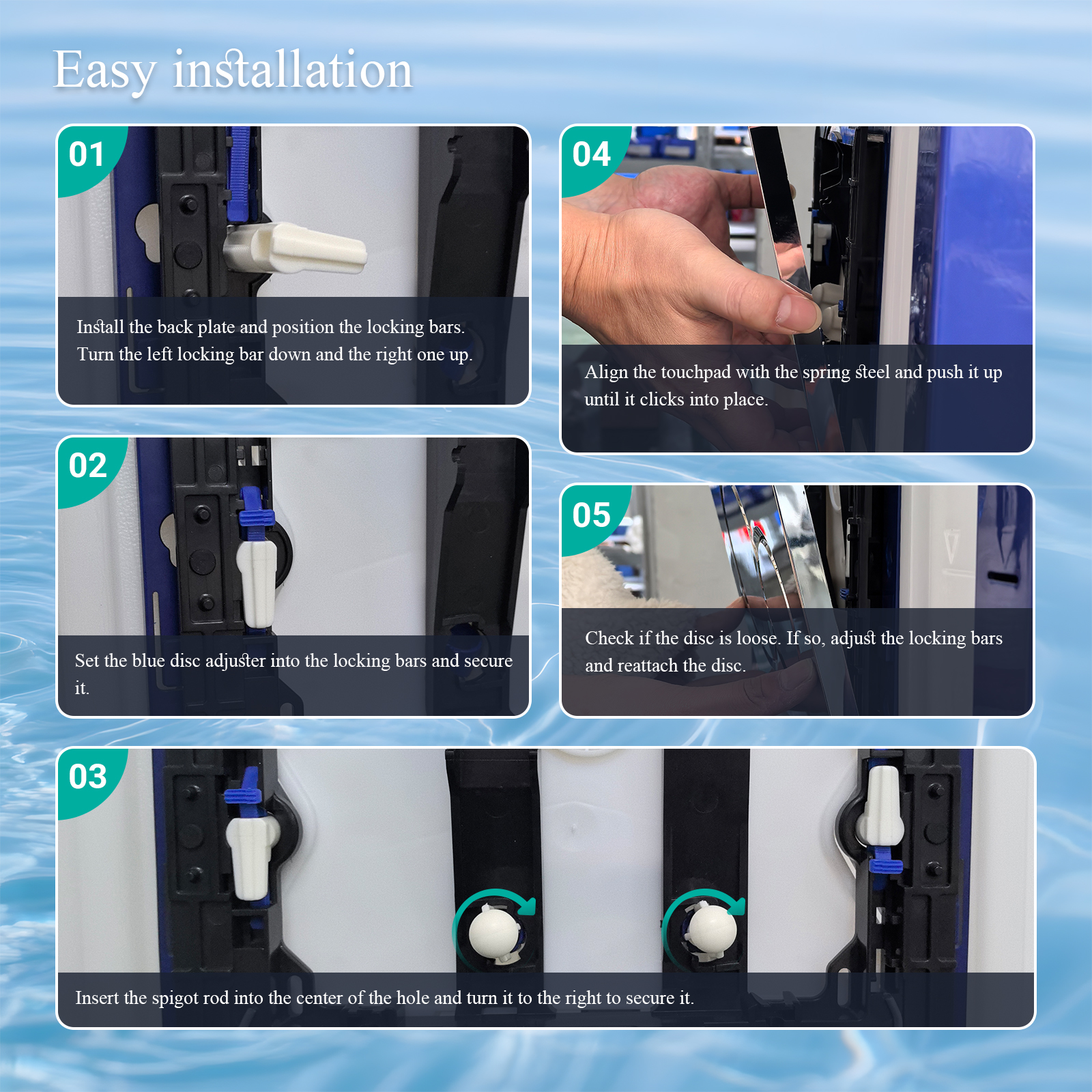 Replacement flush plate installation guide for concealed toilet cistern