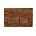 Wood grain replacement dual flush plate for concealed toilet cistern