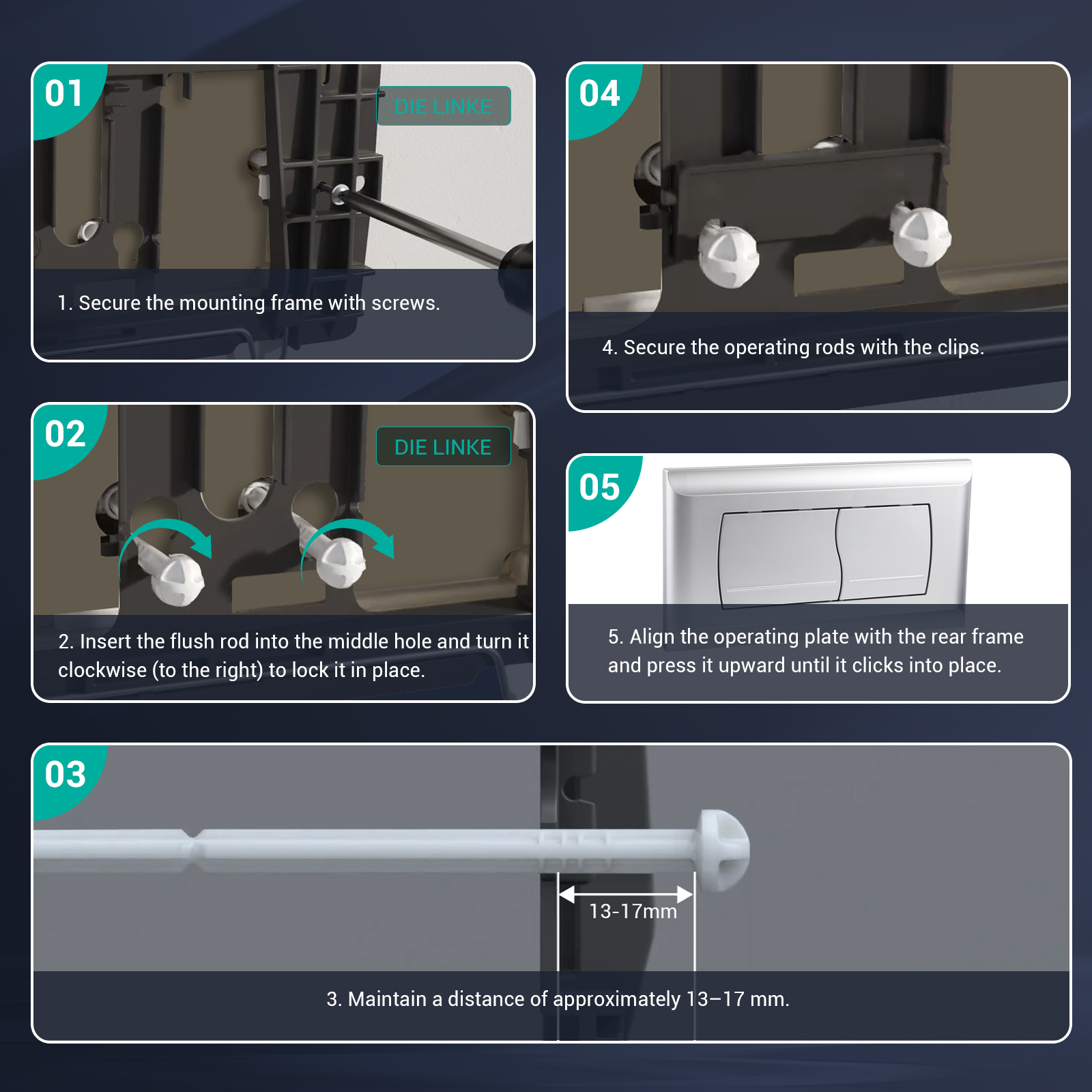 replacement flush plate installation on concealed toilet cistern