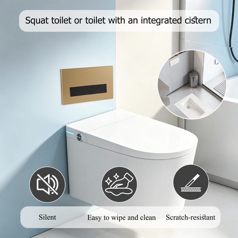 Matte gold frame dual flush plate with matte black buttons bathroom application for concealed cistern system